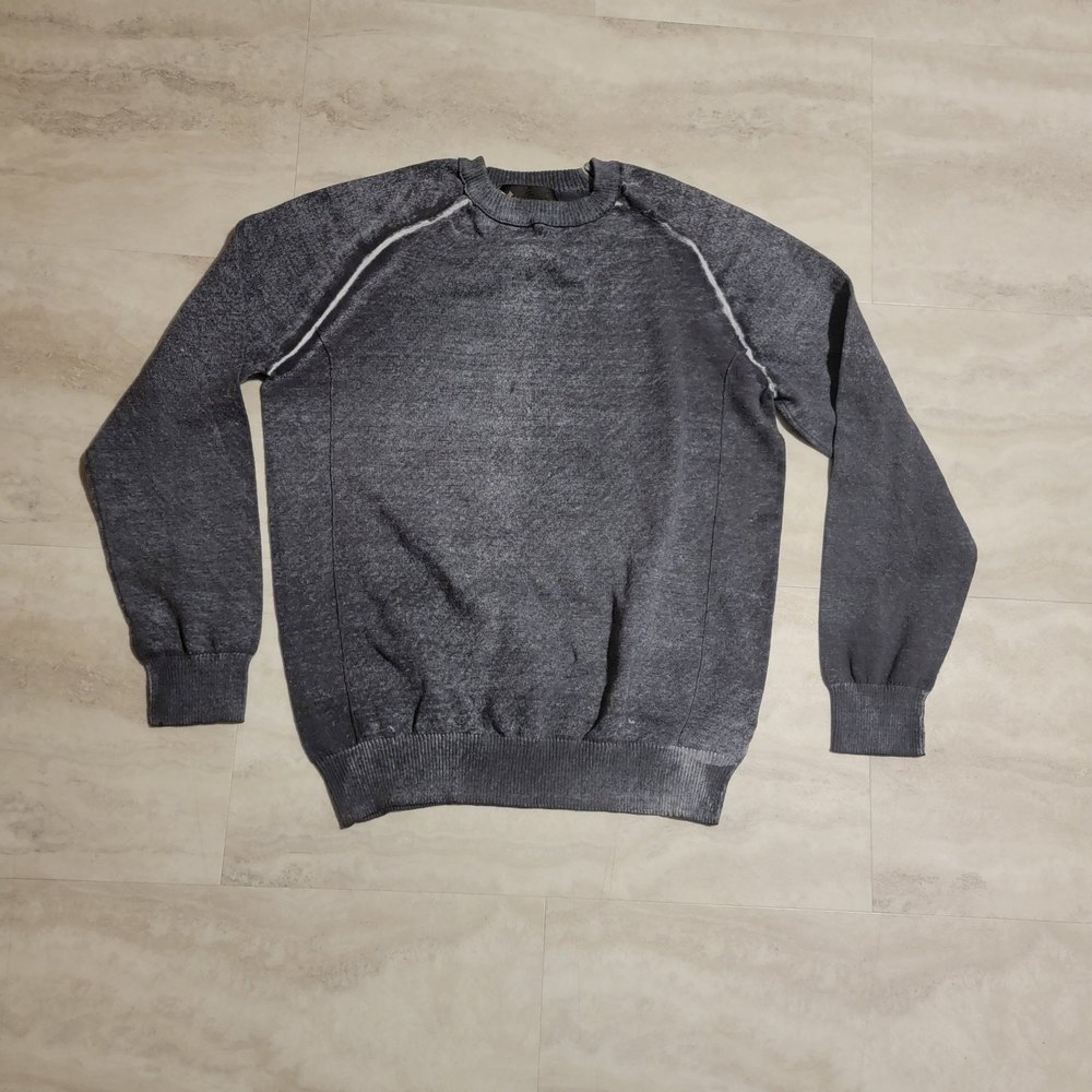 Helix Mens 100% Cotton Black Wash Crewneck Sweater XL